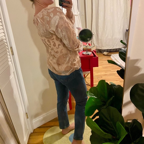 NWT Nanette Lepore Modern Glam Gold Burnout Velvet Blouse - Small - Picture 8 of 15